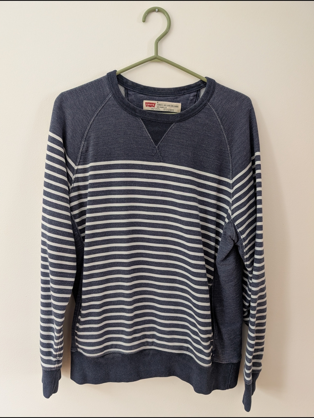 Levi's Navy and White Striped Crewneck Sweater